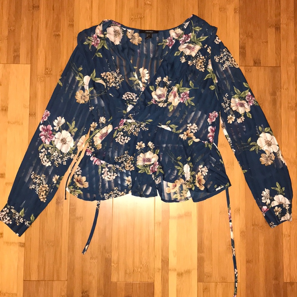 Forever 21 Floral Wrap Blouse
